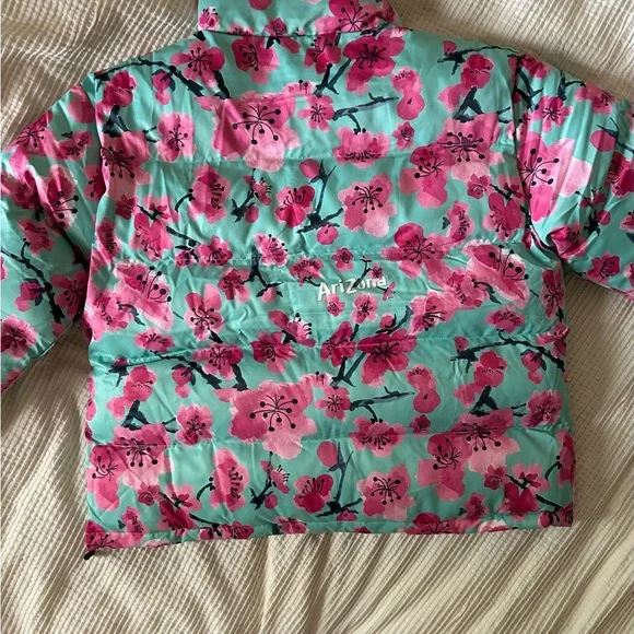 Arizona Green Tea floral Puffer Jacket / Coat - Picture 12 of 13